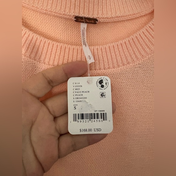 NWT FREE PEOPLE Babydoll SoftSpun Sweater | Pale Peach MSRP $168 Size S - Picture 7 of 9